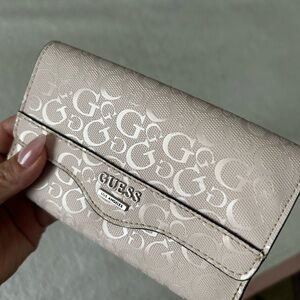 Guess Blush Pink Logo Pattern Wallet